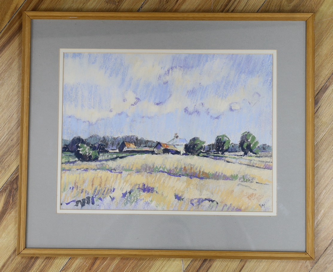 Geoff Marsters (1929-), pastel, Malting Farm, Stour Valley, initialled, 25 x 34cm